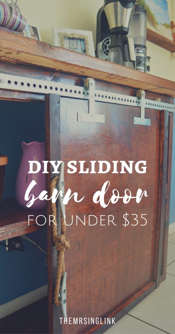 DIY Sliding Barn Door For Under $35 | DIY barn door | Sliding barn door kit | Parts to make your own barn door for less | DIY Coffee Bar | How to make your own coffee bar | Coffee Bar Inspiration and tutorial | Home improvement ideas | DIY door ideas | DIY furniture ideas | Home improvement tips | #barndoor #DIY #homeimprovements | theMRSingLink