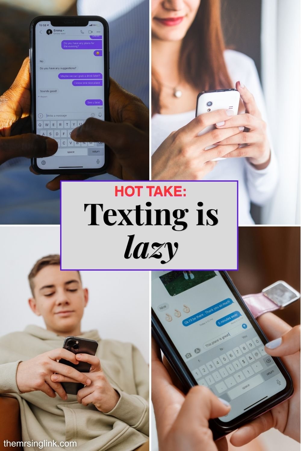 Hear me out: Is texting lazy? How texting affects communication | It's funny - texting was designed as a tool to make communication easier, quicker and efficient when, actually, texting has made us socially lazy.
