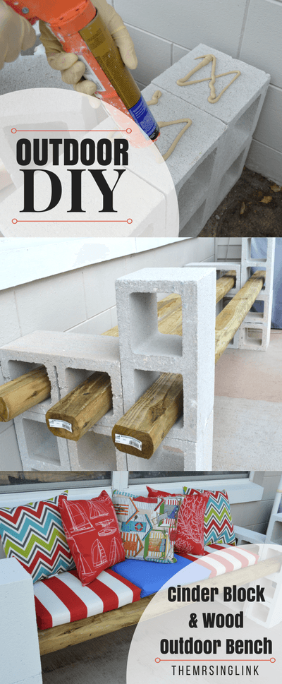 Simple DIY Cinder Block Outdoor Bench Under $100 | DIY Projects | DIY Home Decor | DIY Outdoor Decor | DIY Home Improvements | DIY Bench | theMRSingLink