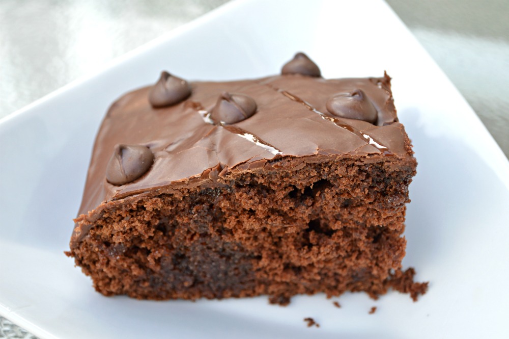 Chocolate Frosted Caramel Poke Cake From Scratch | THEMRSINGLINK