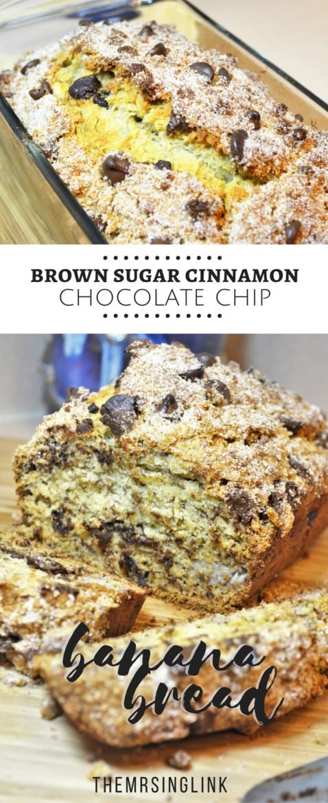 Brown Sugar Cinnamon Streusel Chocolate Chip Banana Bread | Banana Bread Recipes | Easy Breakfast Recipes | Perfect recipes for leftovers | On the go breakfast recipes | easiest banana bread recipe | One bowl banana bread recipe | Chocolate Chip Banana Bread | Cinnamon Streusel | #breakfast #bananabread #easyrecipes | theMRSingLink