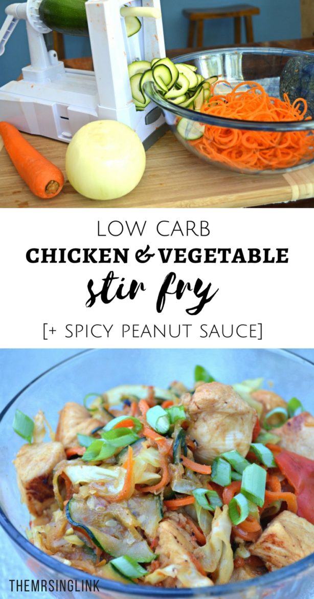 Low Carb Chicken And Vegetable Stir Fry [+ Homemade Spicy Peanut Sauce] | Low Carb Recipes | Asian-style recipes | Vegetable stir fry | Chicken Stir Fry + Peanut Sauce | Homemade Peanut Sauce Recipes | #asianrecipes #lowcarb #stirfry | theMRSingLink