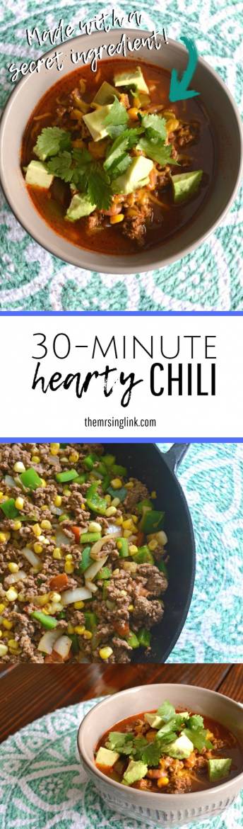 30-Minute Hearty Chili [That'll Knock Your Socks Off!] | A hearty chili recipe in 30 minutes | Date night recipes | Quick and easy weeknight meals | Hearty recipes for date night | #datenight #recipes #chili | theMRSingLink