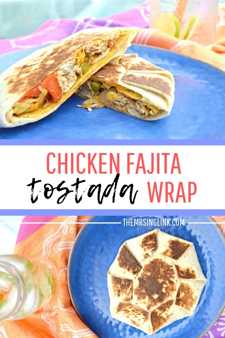 Chicken Fajita Tostada Wrap [Featuring Bell Peppers] | #AD #freshfromflorida #peppers | Fun and easy date night meal featuring bell peppers | A twist on Tex-Mex fajita and tostada inspired wraps | Quick and easy recipe ideas with leftover chicken | #recipes #chicken #fajita | theMRSingLink