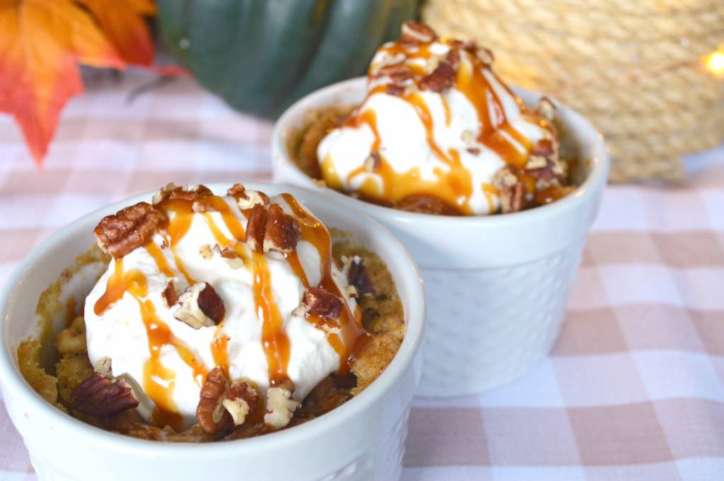 Caramel Apple Dump Cake For Two | Apple pie, but BETTER - you'll thank me later | Only minutes to make, and its the perfect dessert to enjoy for two | The perfect date night dessert or to enjoy for yourself - no one will judge you | #desserts #recipefortwo #mugcake | theMRSingLink