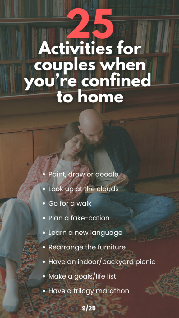 Can't do date night out? If you can't leave the house, there are still plenty of fun activities for couples that can still keep you connected.