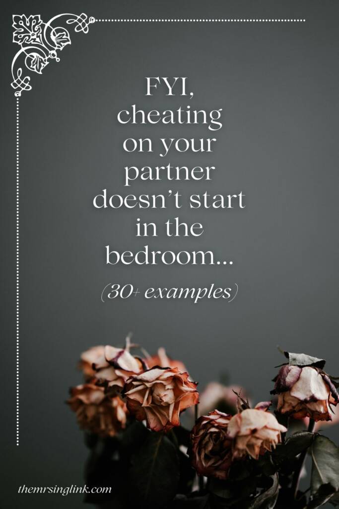 FYI, cheating on your partner doesn't start in the bedroom | We really delve in the whole skating on thin ice or moving the bar to suit our conscience. 

Regardless, cheating starts somewhere, and a lot of you (and even I) really aren't going to like what I'm about to dish on this blazing hot platter, but if you can bear it then hear me out. #cheating #infidelity #marriage #relationships