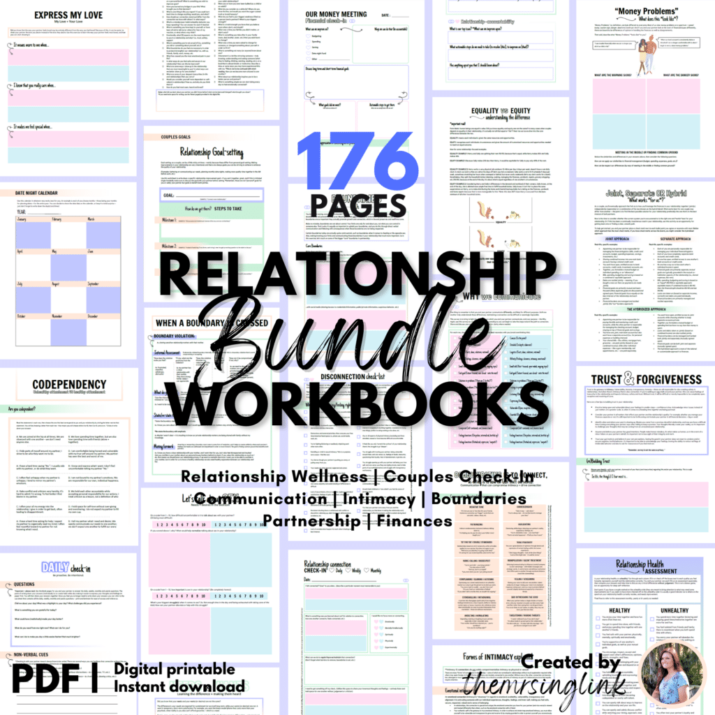 The Relationship Workbooks Bundle includes the core Relationship Wellness Journal (RWJ), as well as the additional workbook add-ons: