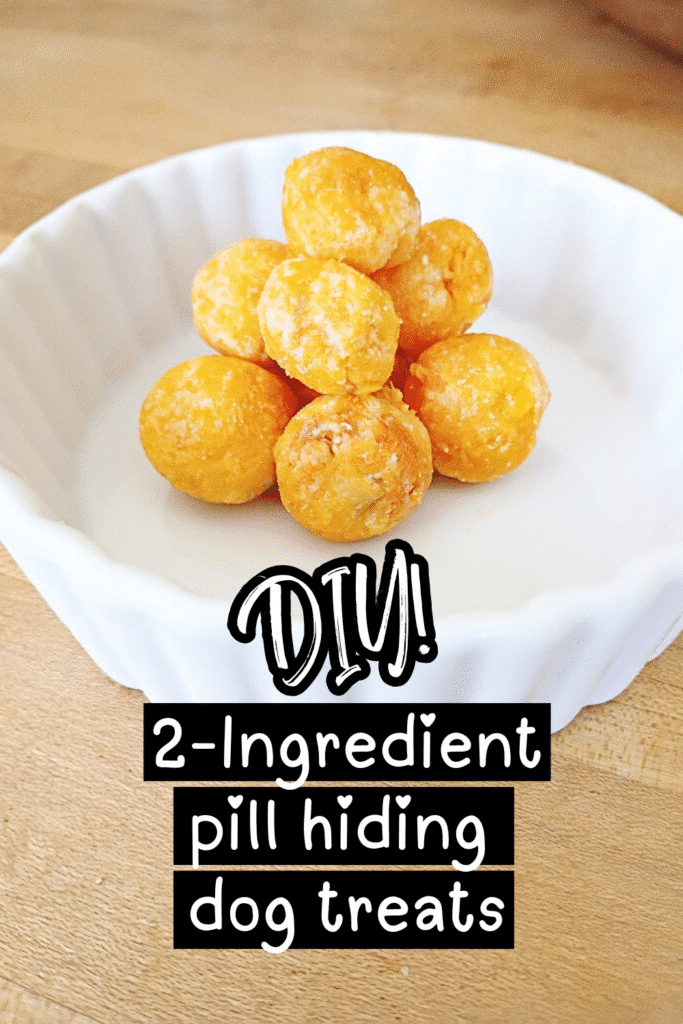 2-Ingredient no-bake pill hiding treats for dogs | This no-bake dog treat recipe is so easy, so simple you'll wonder why you ever wasted money month after month when this is a fraction of the cost.