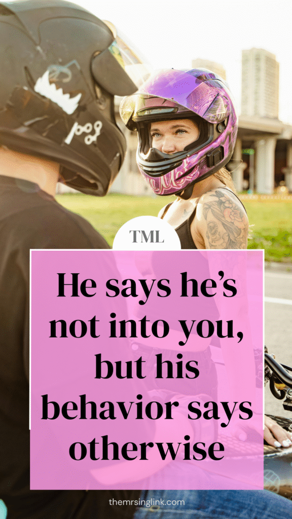 I actually see this posed in a question quite often. "He says he's not into me, but he...[does or says this thing that doesn't align with that]. So, what does this mean now?" Have you experienced this - he says he's not into you, but his behavior says otherwise.